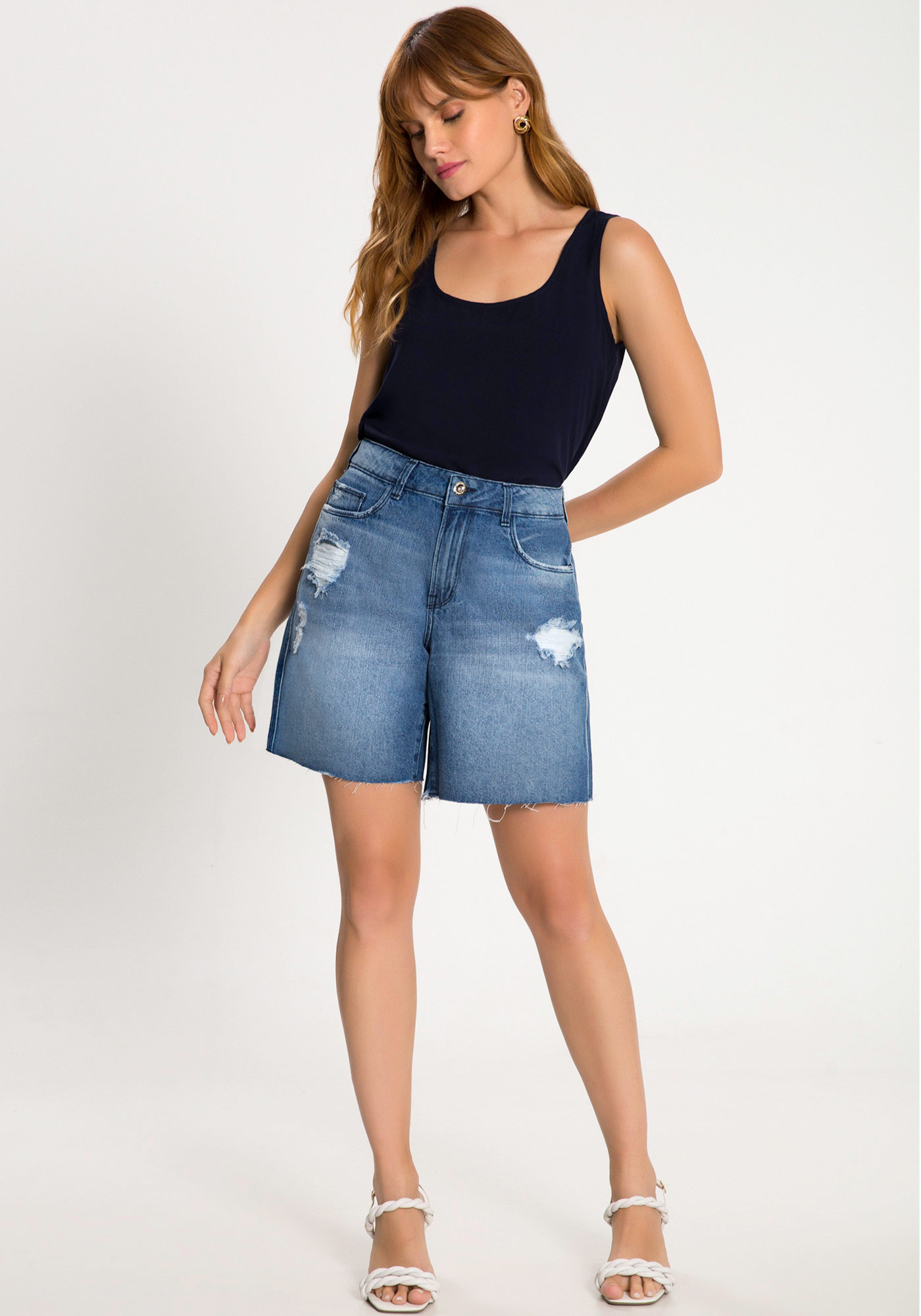 Shorts boyfriend cintura outlet alta