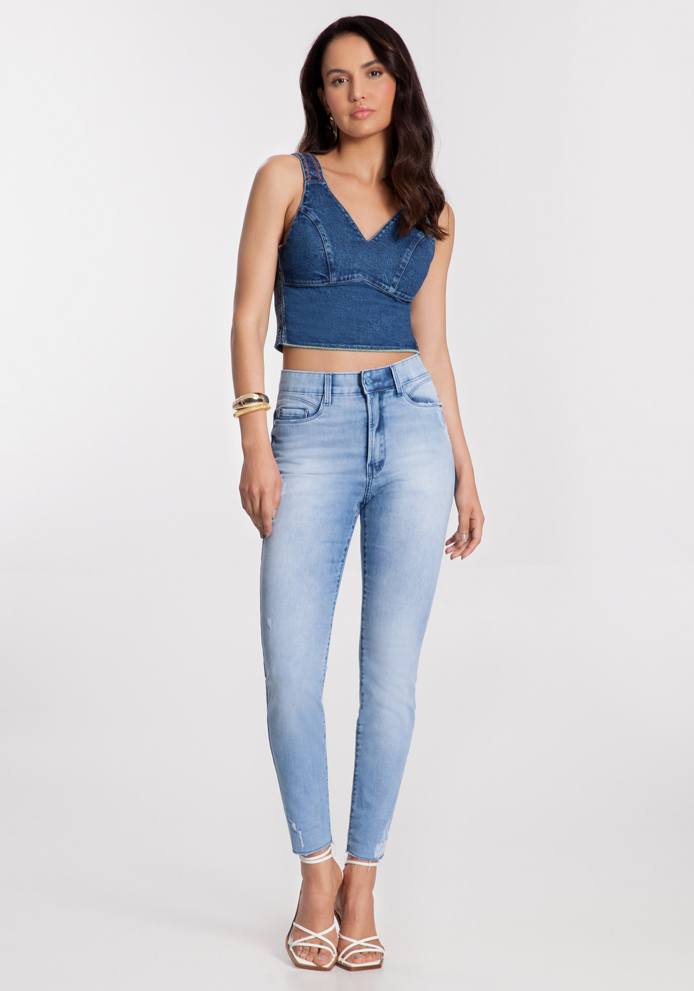 Comprar Calça Jeans Chapa Barriga Cinta Modeladora Preta Skinny